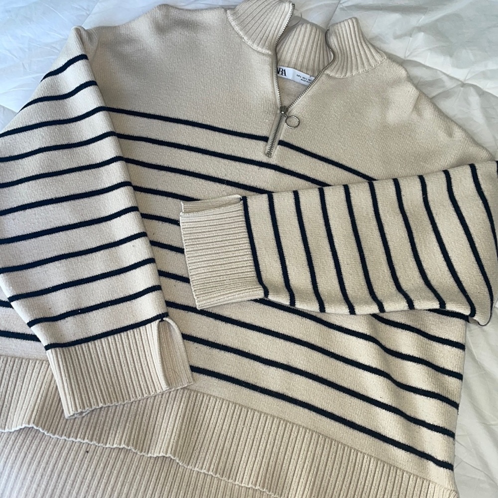 Zara Zip Stripped Sweater